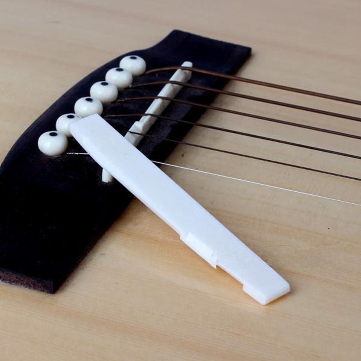 Mr.Power 6 String Guitar Bone Bridge Saddle and Nut Made of Real Bone For