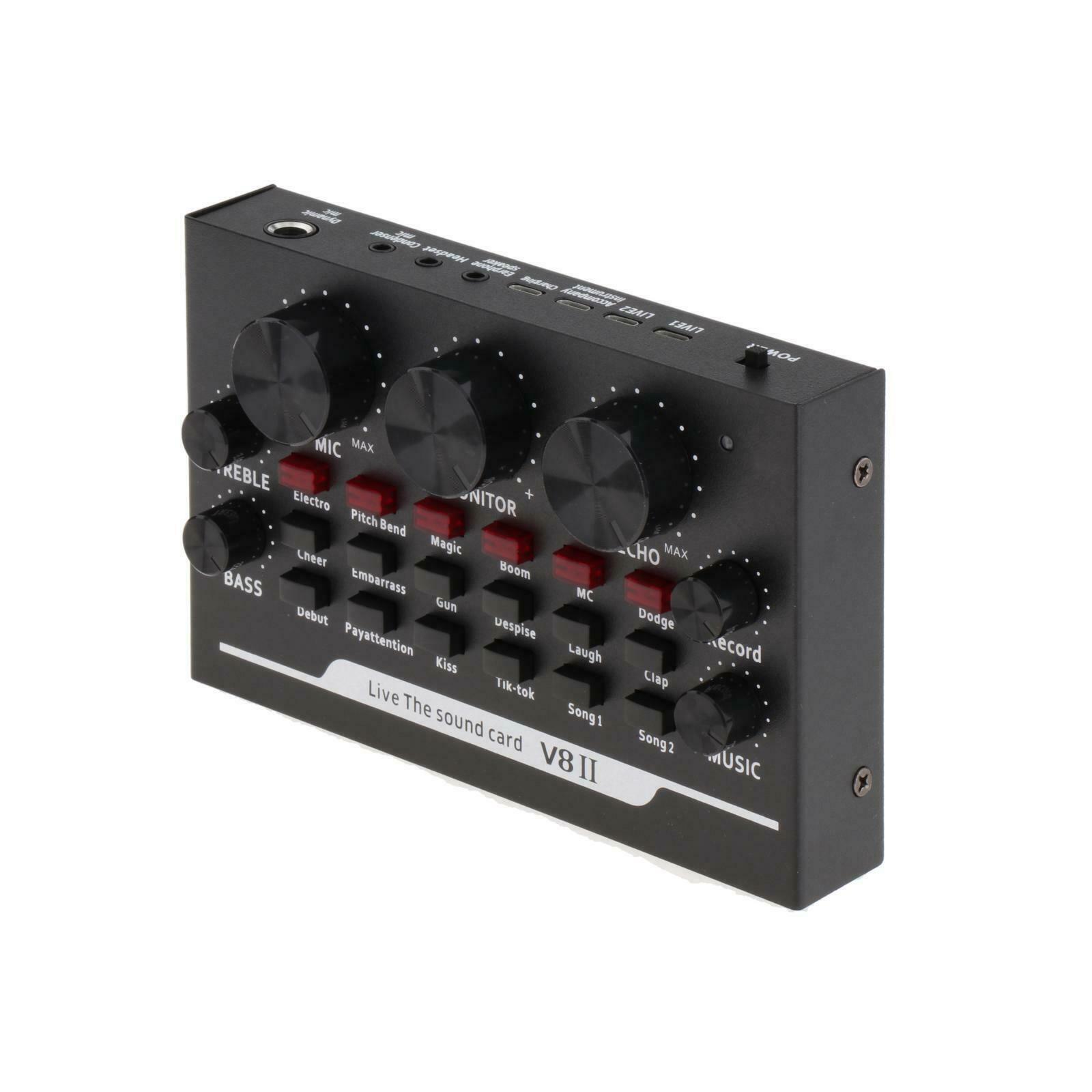 Mini Live Sound Card Audio Mixer with Sound Effects for Laptop Microphone