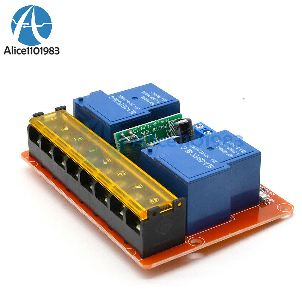 AC100-250V 30A 2 Channel Relay Switch DC 5V Hgh Low Level Trigger Control Module