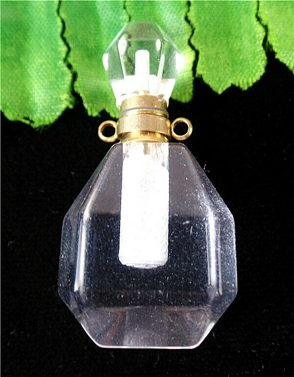 39x19x14mm White Compound Glass Facet Perfume Bottle Reiki Pendant HL79109