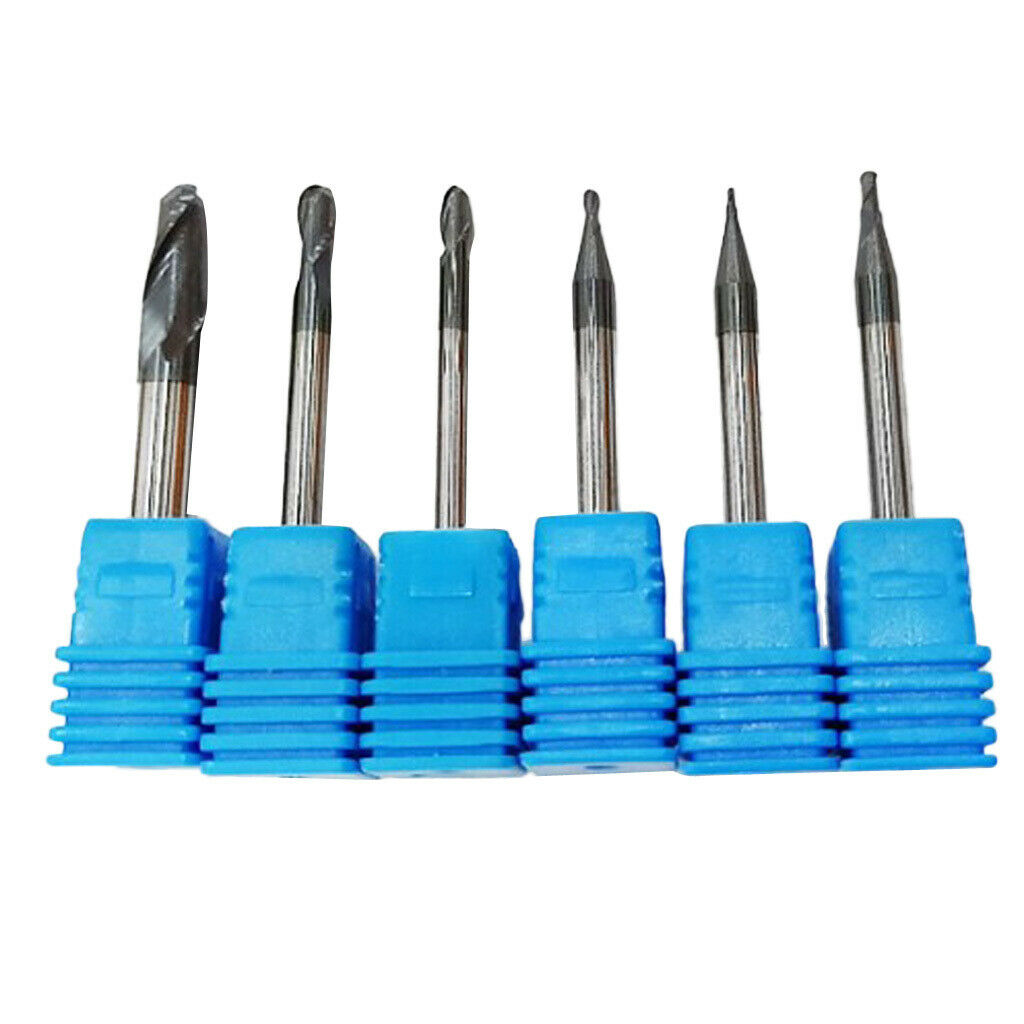 Carbide End Mills Set 6 Pieces Cutting Square CNC Milling Cutter 4 Flutes