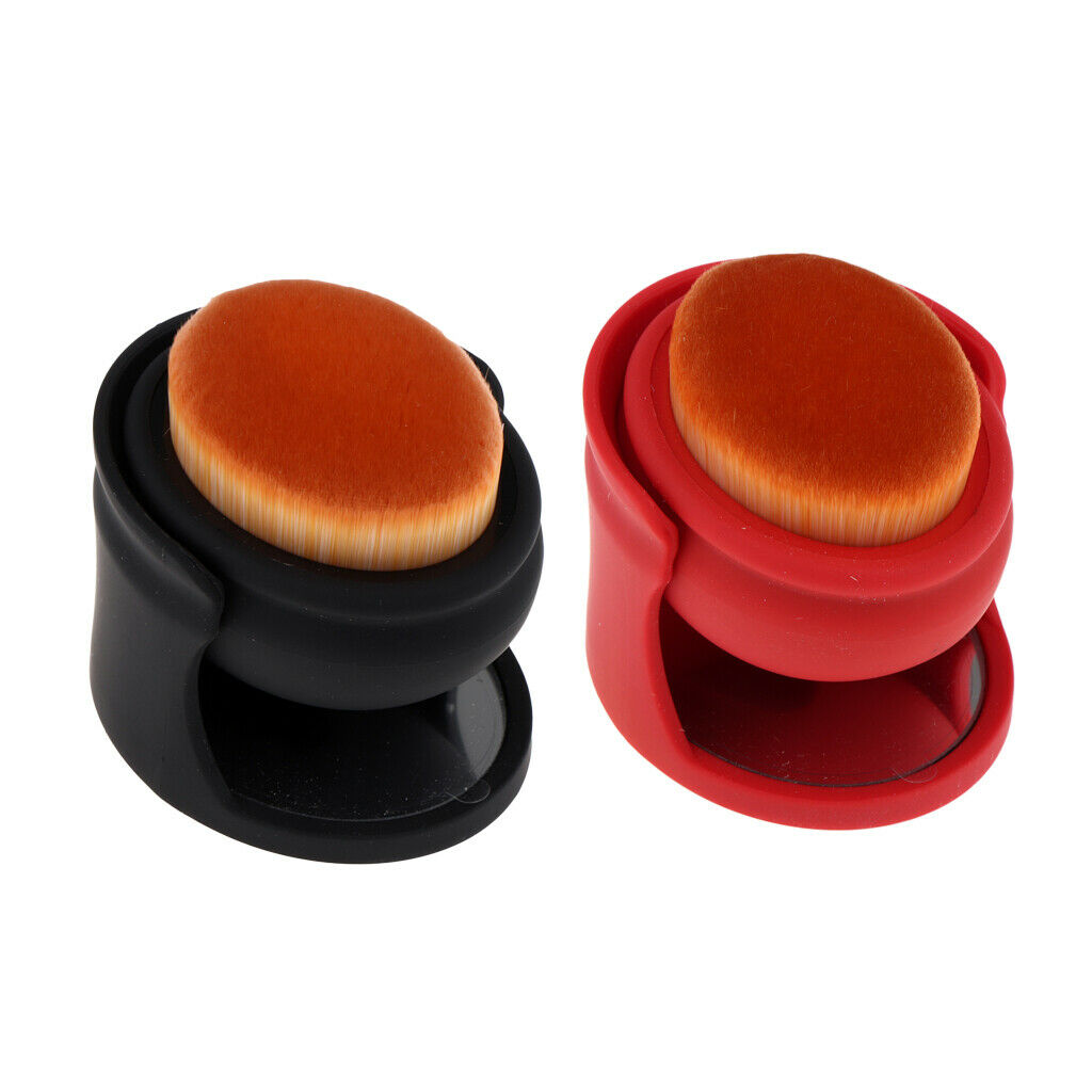 Foundation Makeup Brush Powder Eyeshadow Blush Brush with Base Mirror Black