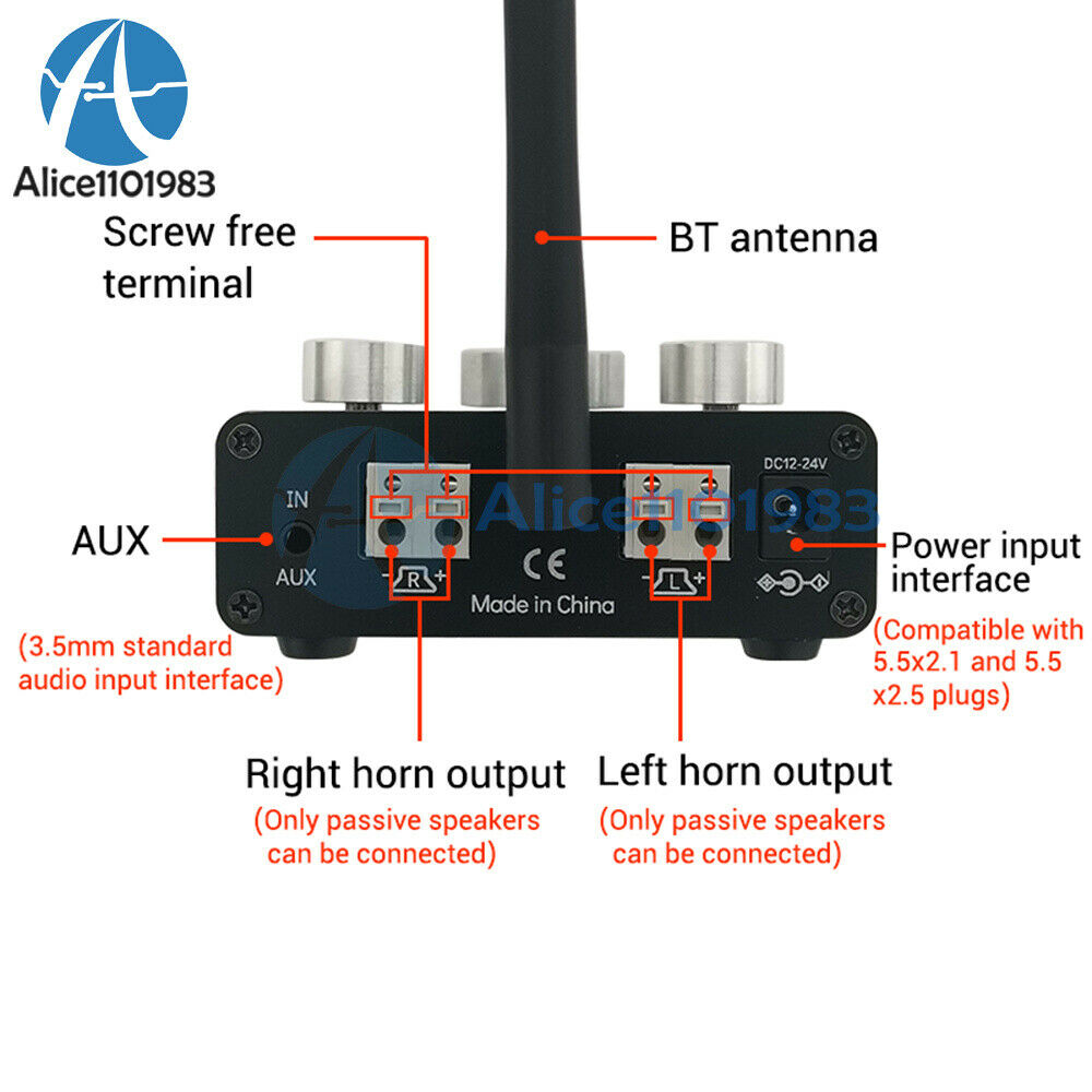 1002E 100WX2 Audio Power Amplifier Bluetooth 5.0 Dual-channel Stereo TPA3116