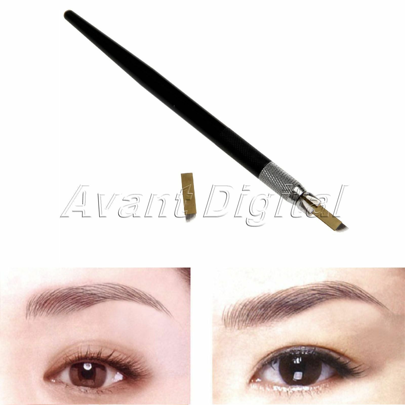 Eyebrow Tattoo Manual Microblading Pen Beauty Tools + 5Pcs 14pin Blade Needle
