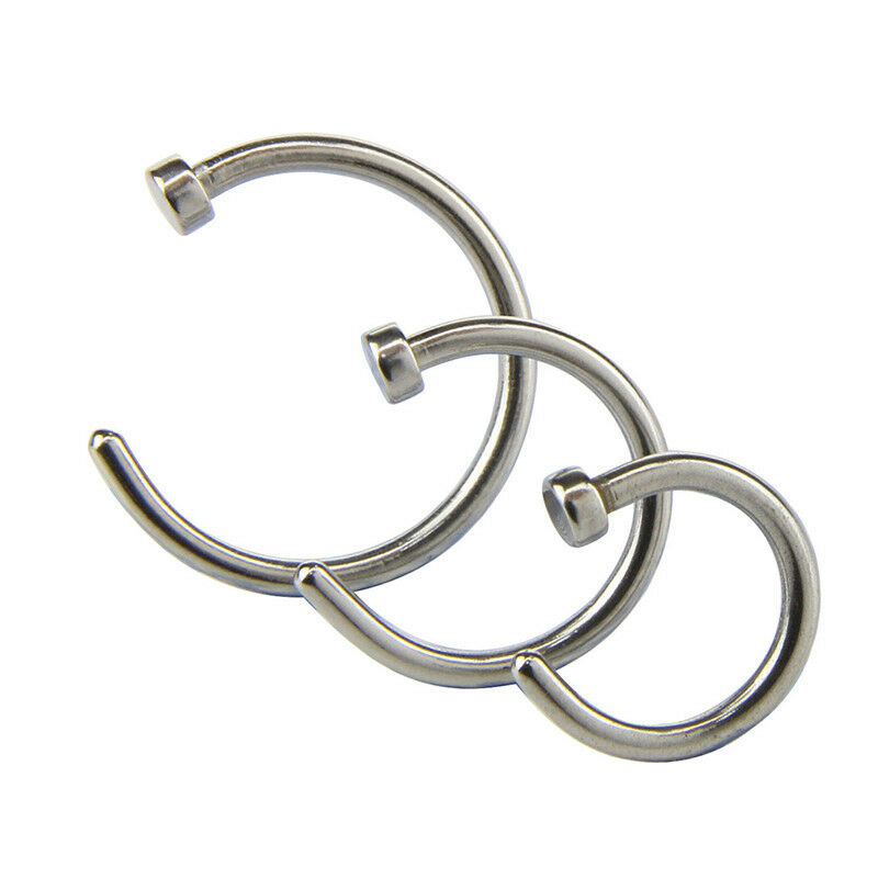 14x Stainless Steel Hinged Segment Nose Ring Bone Studs Hoop Body Piercing.l8