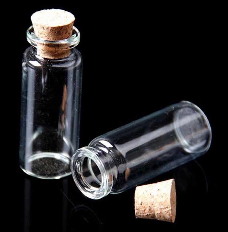 10pcs Empty Clear Glass Bottles 7ml Vials with Corks Sample Jars For Pendant DIY