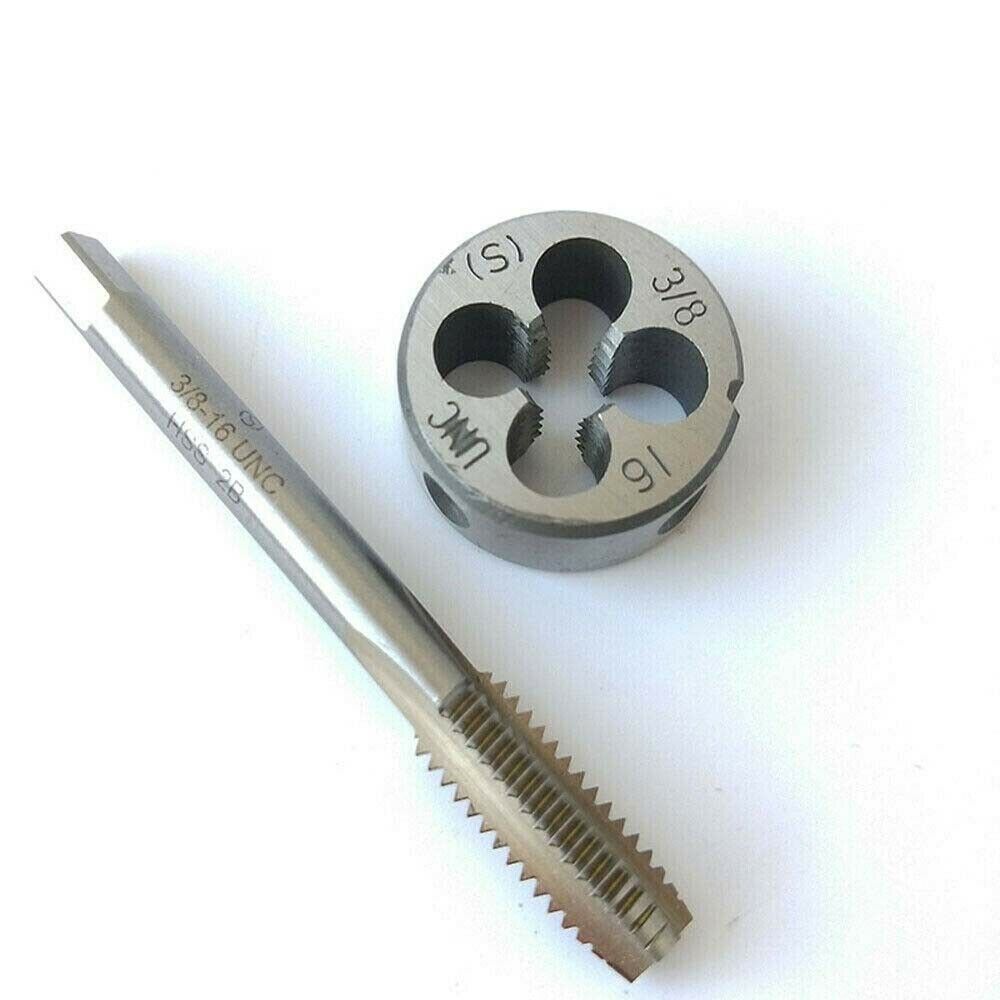 3/8-16UNC HSS Tap And Die,UNC Machine Thread Tap + Round Thread Die Right Hand