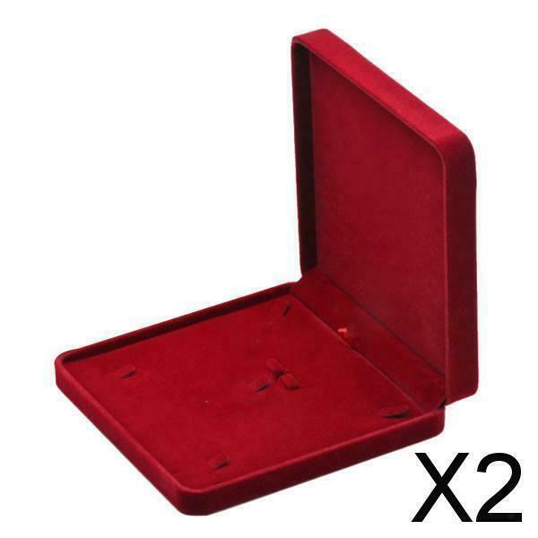 2X Velvet Jewelry Set Tray with Lid Portable Necklace Storage ShowCase Wine Red