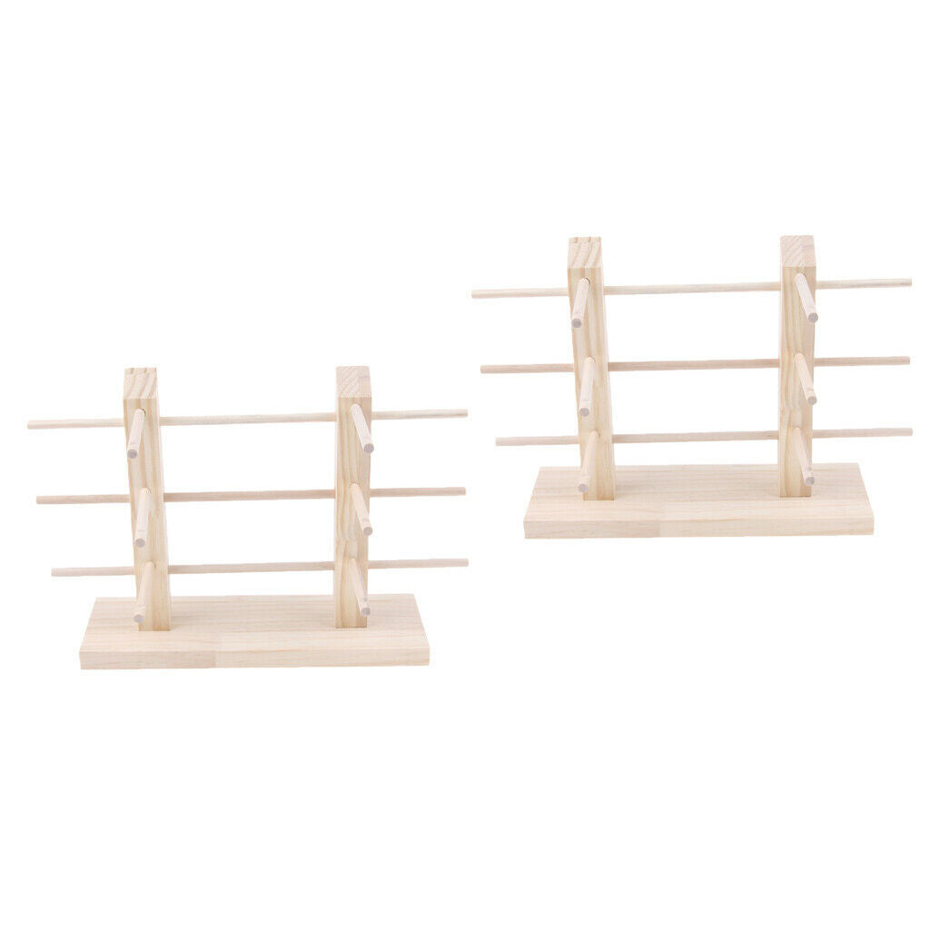 2x Wood Sunglasses Eyeglass Rack Display Stand Rack Double Lines 6 Pairs