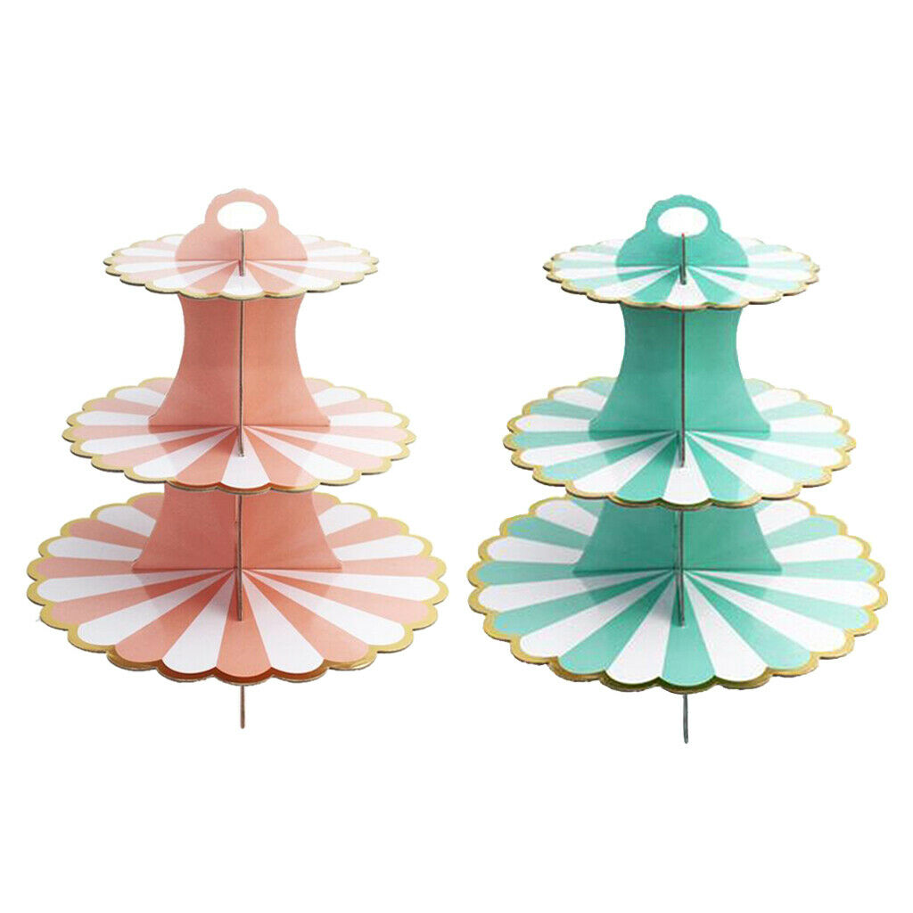 2x 3 Tier Folding Cupcake Stand Cake Dessert Food Display Tower Plate Treats