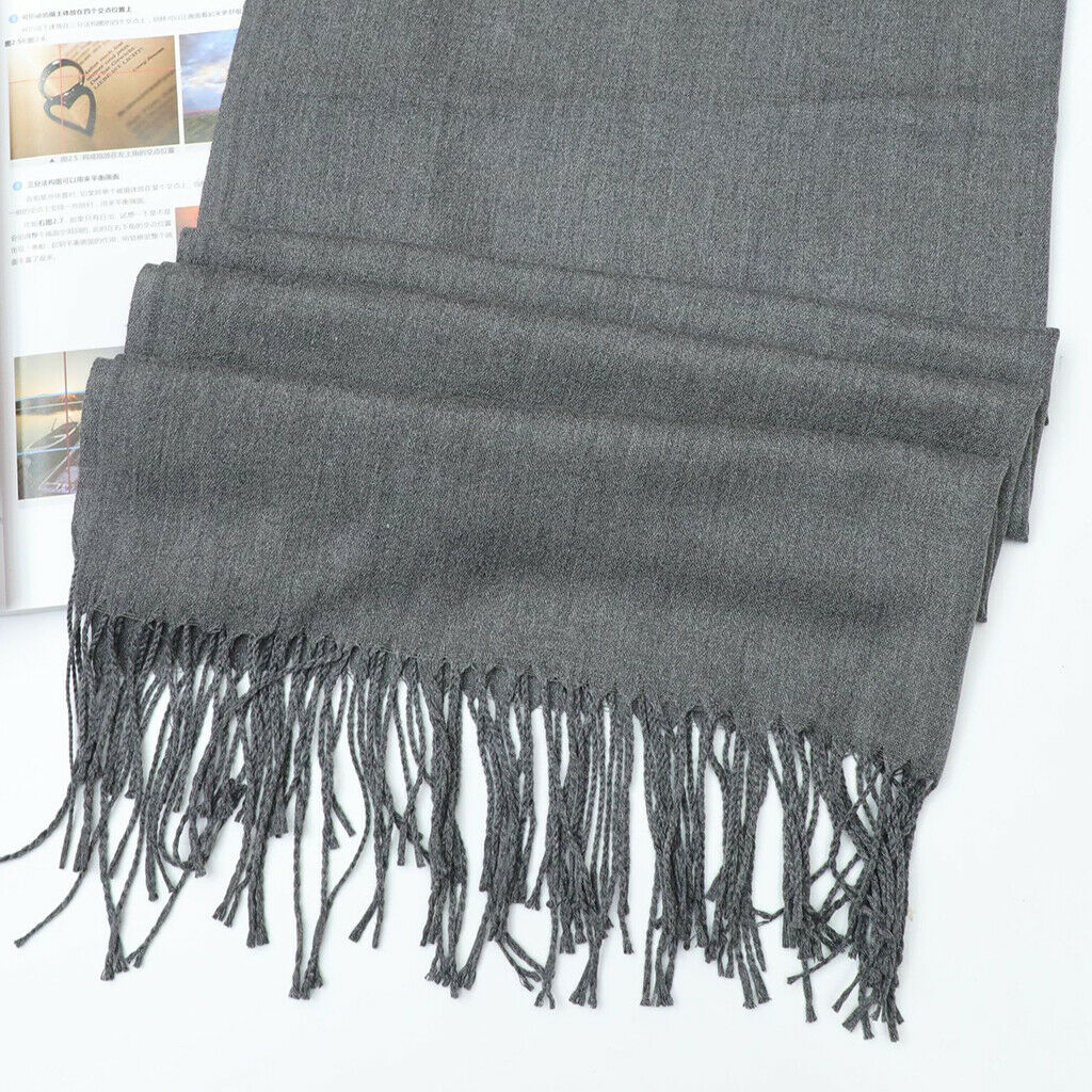 Large Soft Pashmina Shawl Wrap Scarf Solid Color Wool Blend Scarves Gray