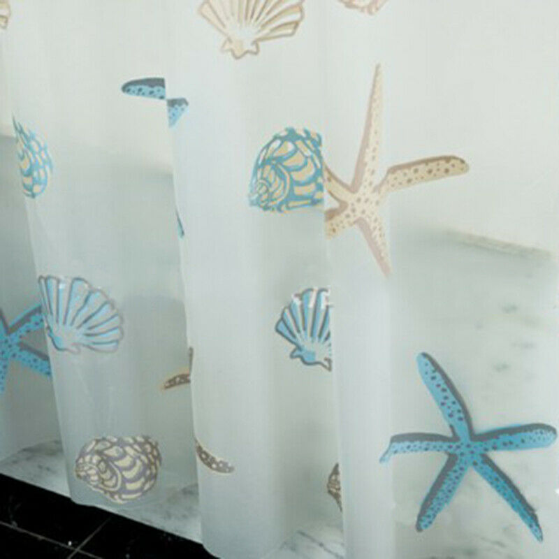 180 CM Waterproof Shower Curtain with 12x Hooks Bathroom Starfish Sea Shell NR9