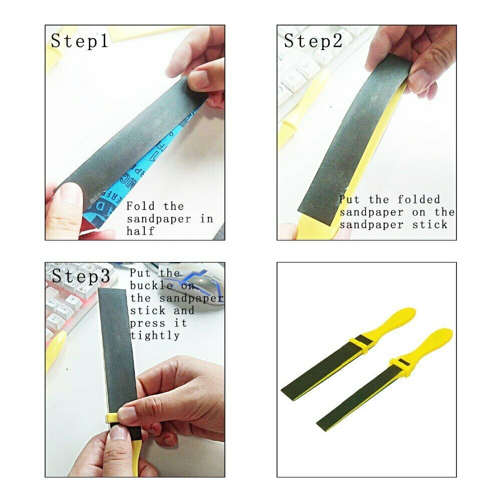 Polishing Sandpaper Kit Sanding Tool with Sand Paper Plastic Stick