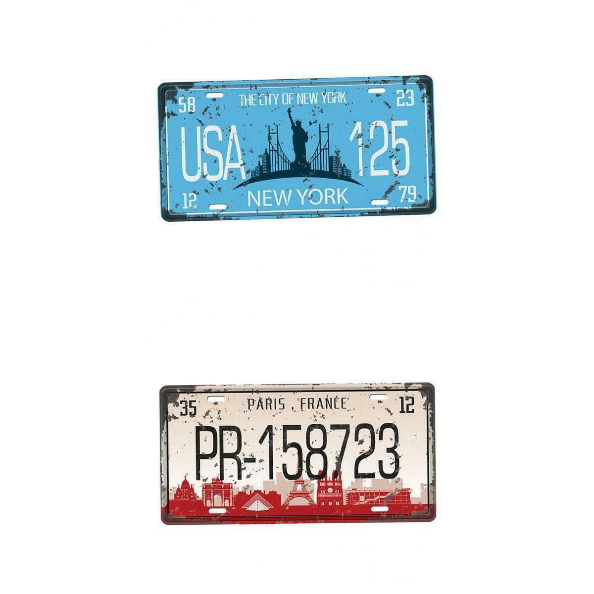2pc USA/PR Tin Sign Plaque Home Cafe Tavern Garage Decor Ornament 15x30cm