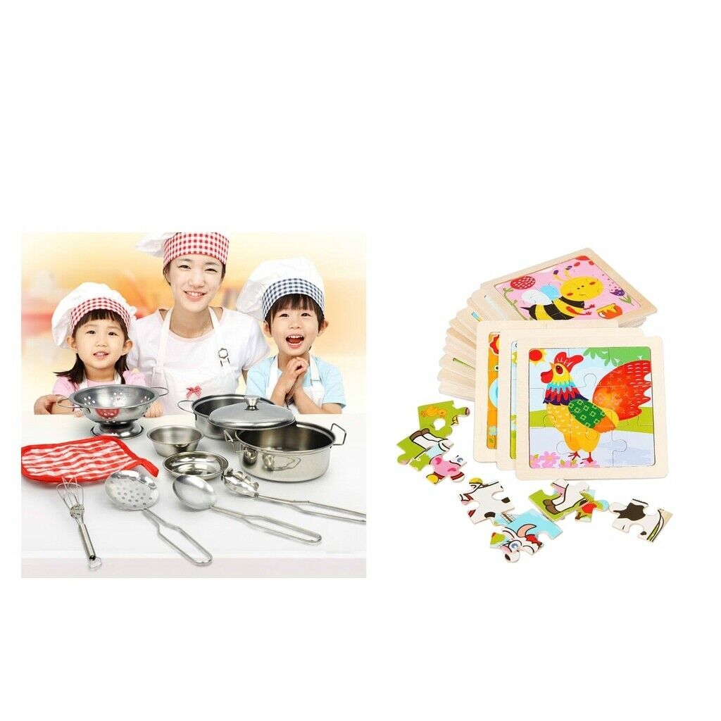 Simulation Kitchenware Toys Kids Gifts Role Playing Games w/ jigsaw Puzzle
