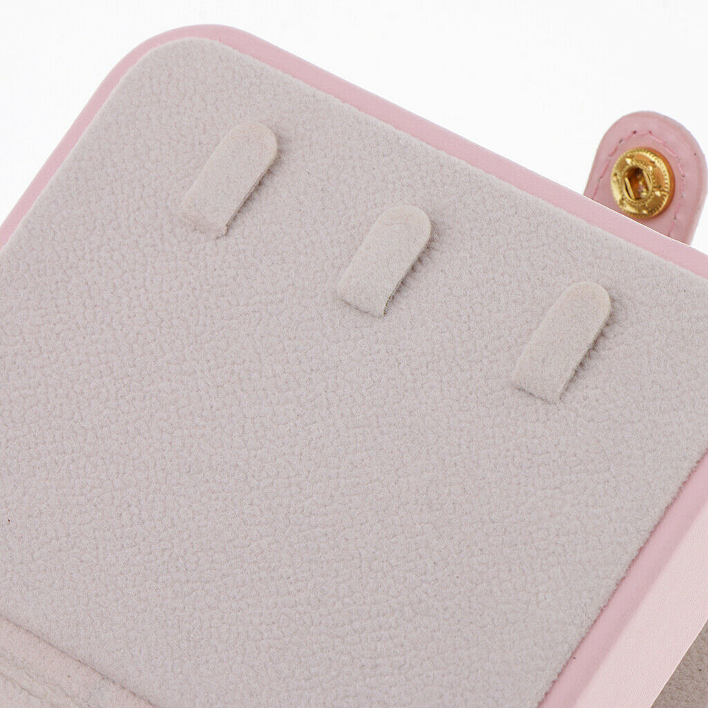 Portable Leather Double Layer Travel Earrings Jewelry Box Storage Pink