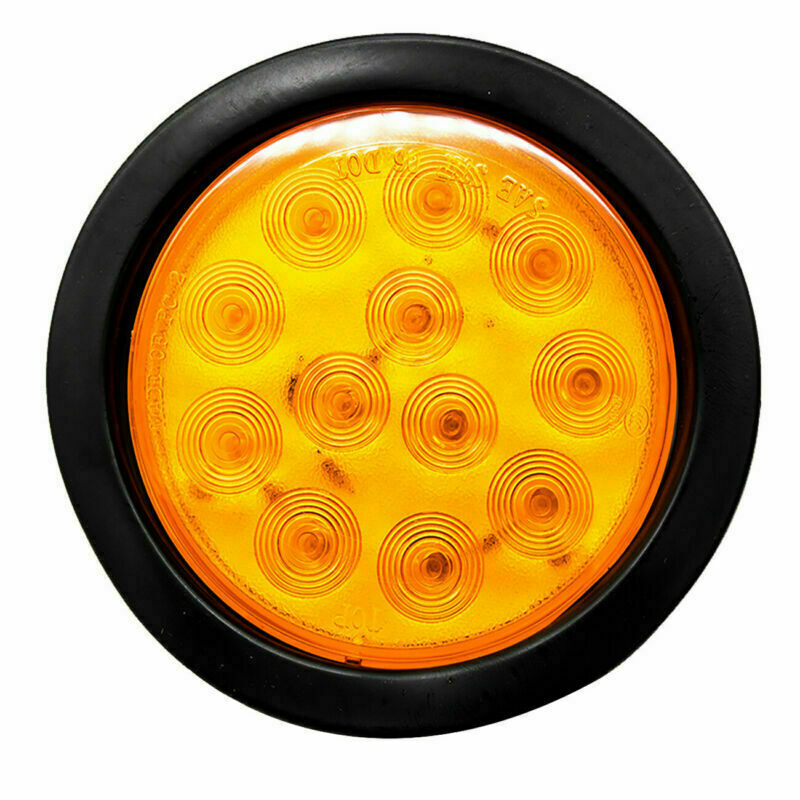 4x 4" Round Amber 12-LED Stop Turn Brake Trailer Tail Light for Jeep Semi Truck