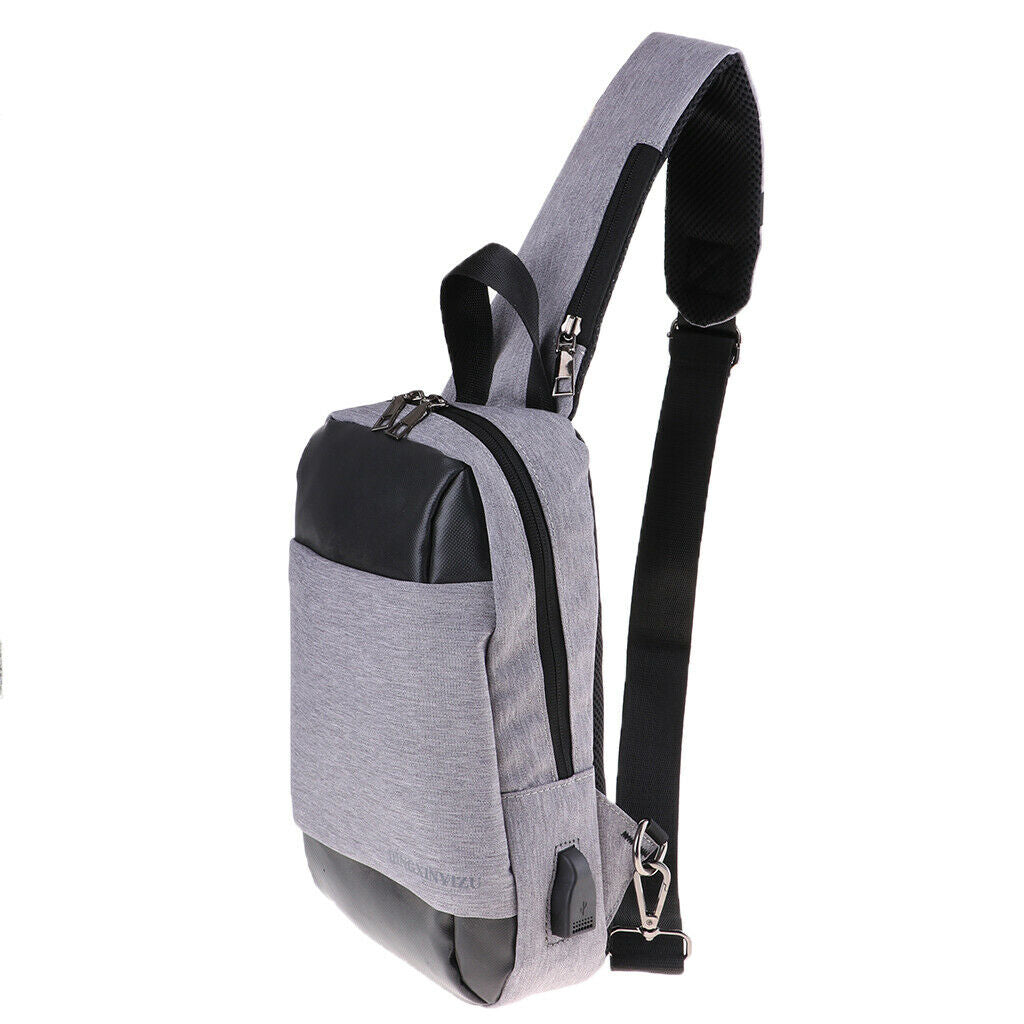 Sling Backpack Anti Theft Bag for Hiking Camping Cycling Light Grey