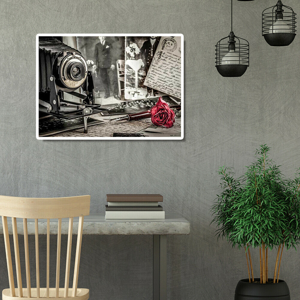 5D Round Diamond Painting Old Camera Cross Stitch Embroidery Mosaic Decor @