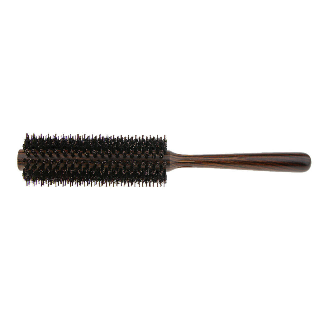 Wooden Round Hair Brush Wavy Curling Styling Detangler Roll Hairbrush Comb M