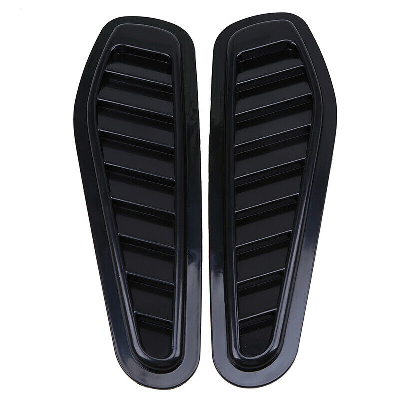 Pair Sport Black Air Flow Vent Bonnet Car Front Hood Scoop Cover Trim Decor