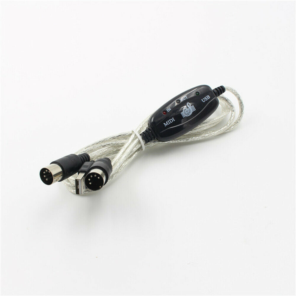 New Keyboard to PC Adapter MIDI 5 Pin to USB Music Recording Converter Interface