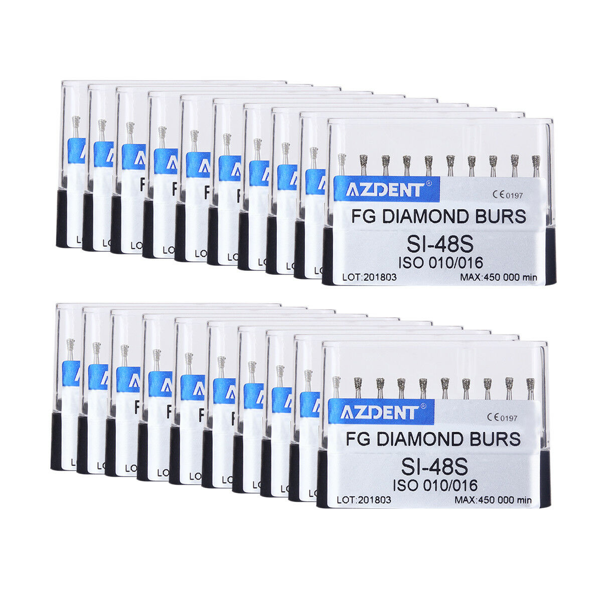 50 Kits Dental Diamond Burs SI-48S Special Form for High Speed Handpiece AZDENT