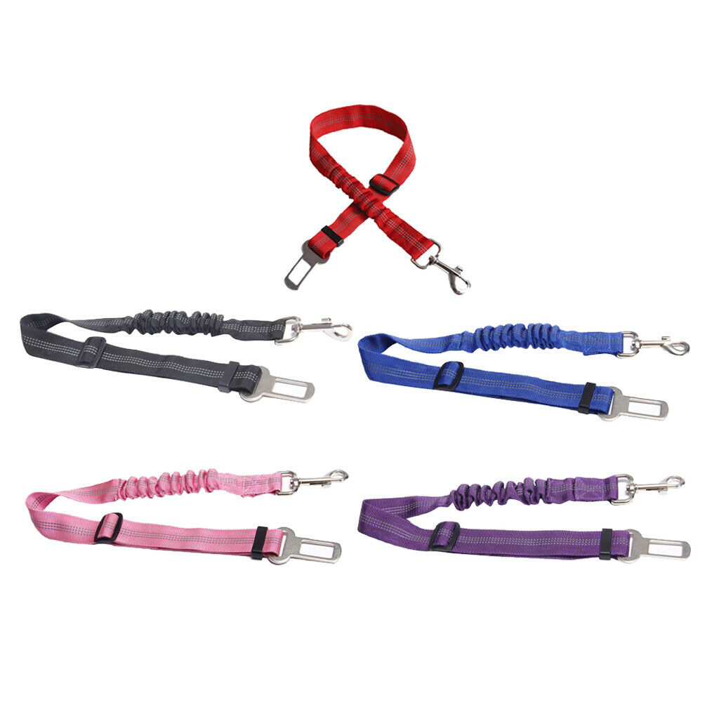 2 Pcs Adjustable Pet Cat Dog Car Seat Belt Nylon Leash For Pet Dog Red