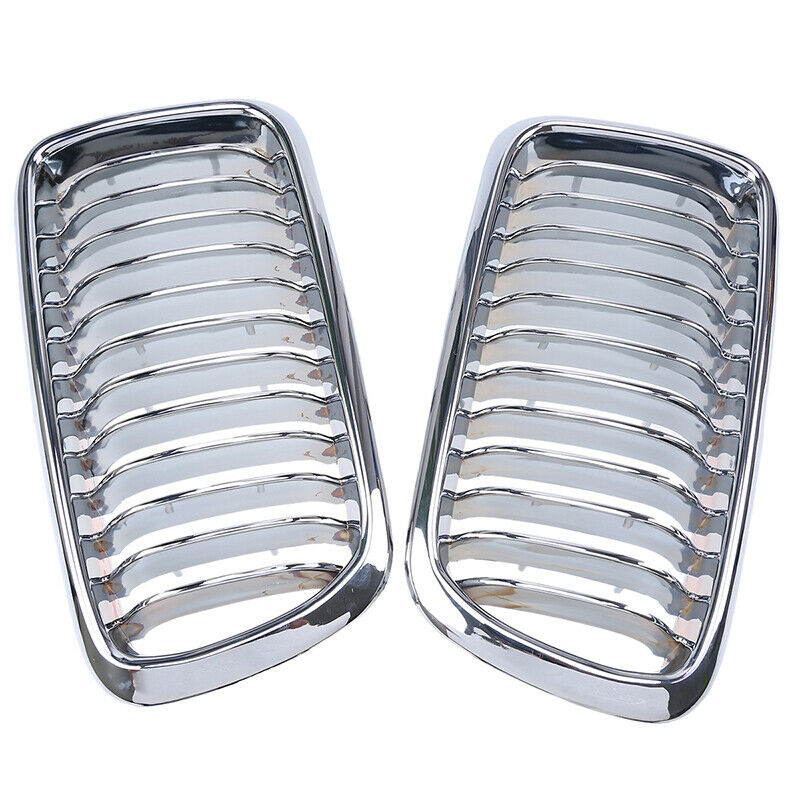 For BMW E38 740/750 7 Series Sedan 95-01 Pair Chrome Front Bumper Kidney Grille