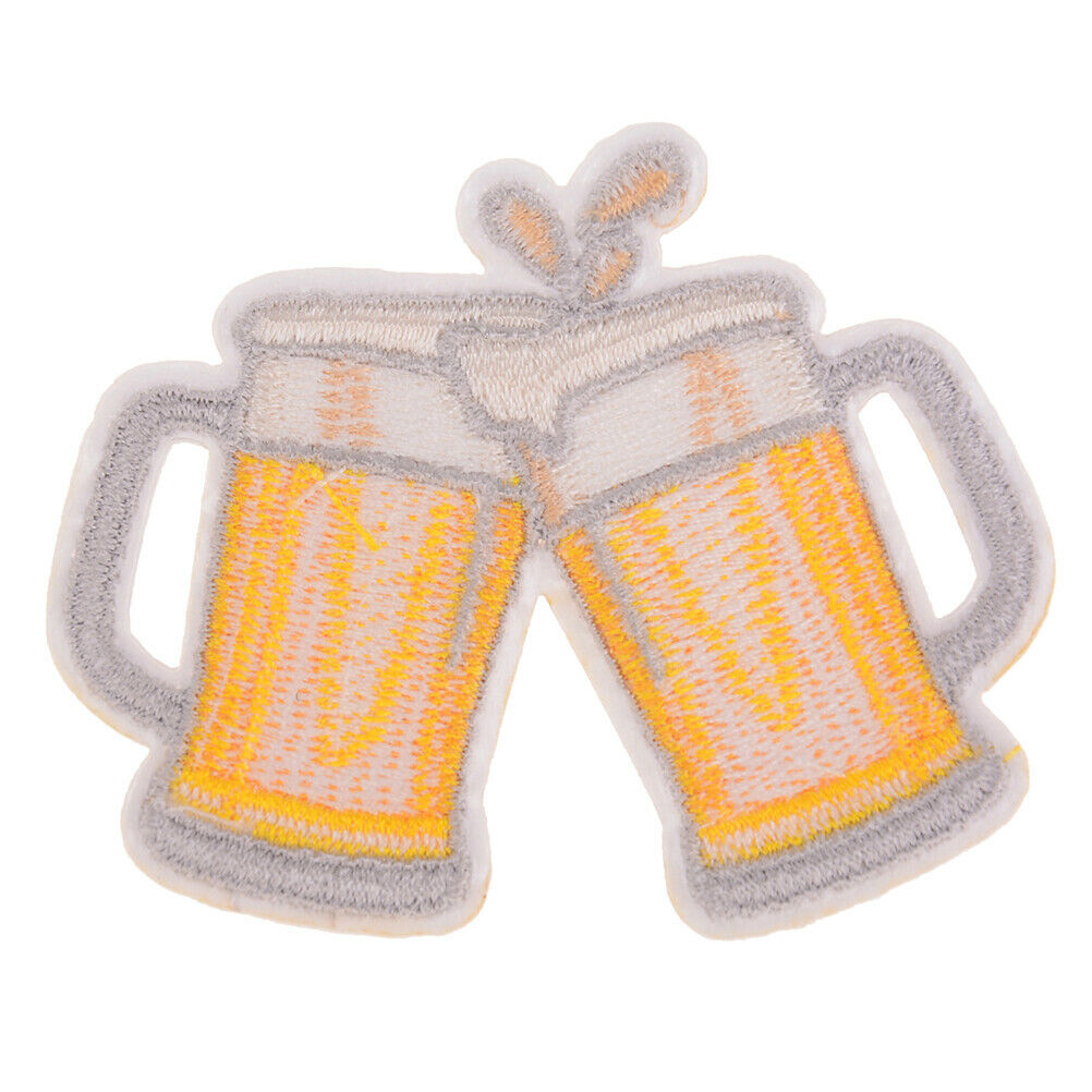 diy embroidery beer badge iron on patch for clothes stickers fabr.l8