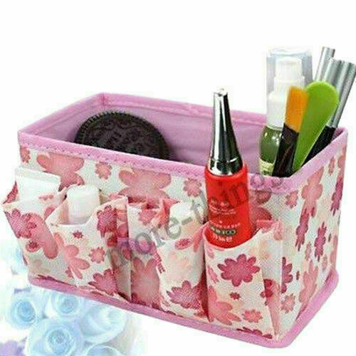 Pink Beauty Multifunction Folding Makeup Cosmetics Storage Box Organizer Flower