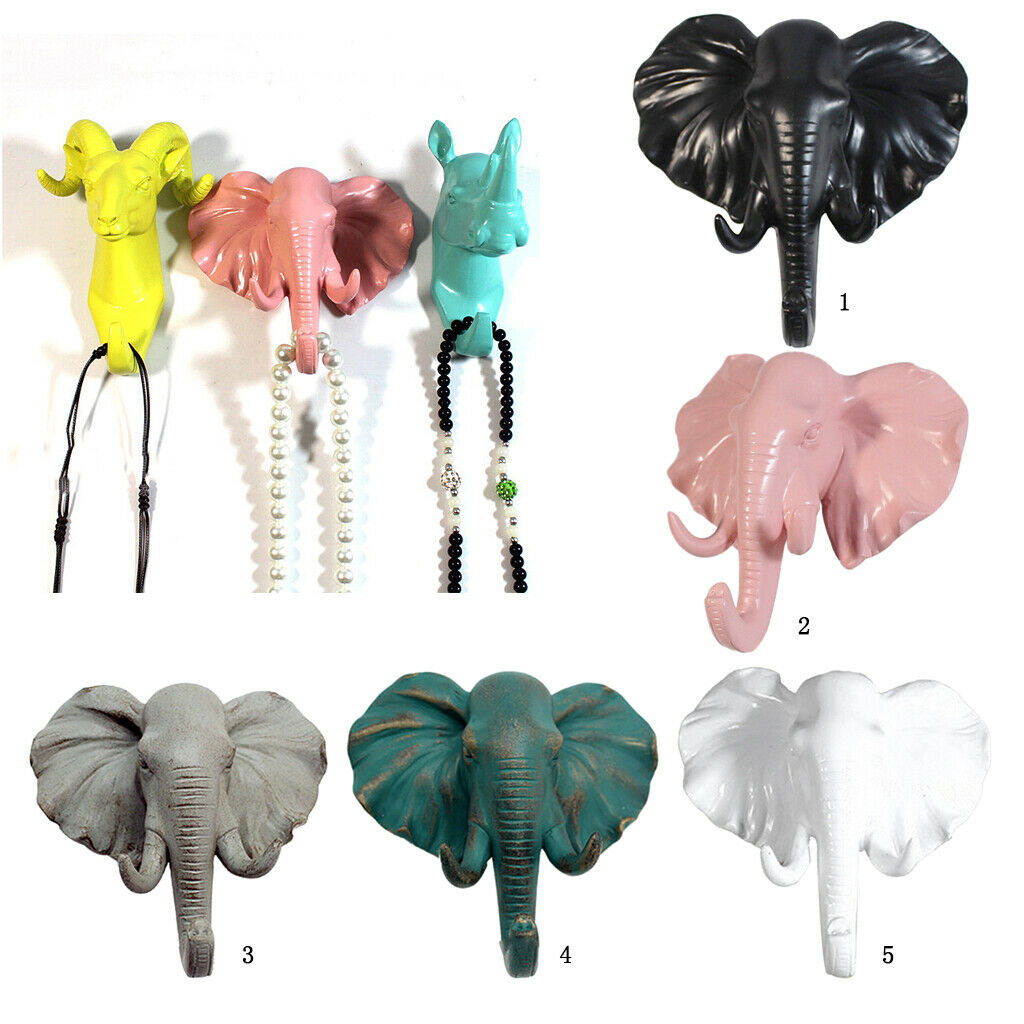 2 Pcs Decorative Hooks Wall/Door/Wardrobe Mounted Rack Elephant + Horse Pattern