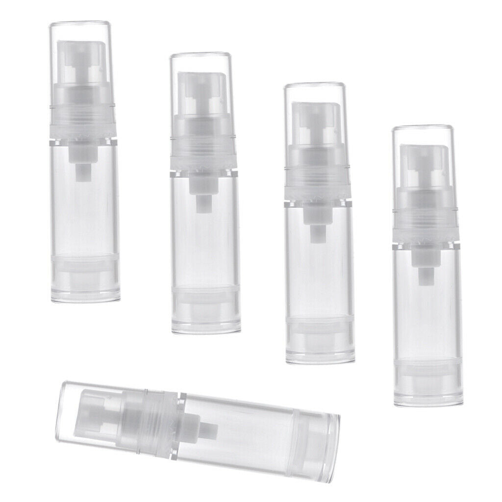 5Pcs Empty Airless Pump Bottles 5ml Travel Makeup Sample Containers Refill .
