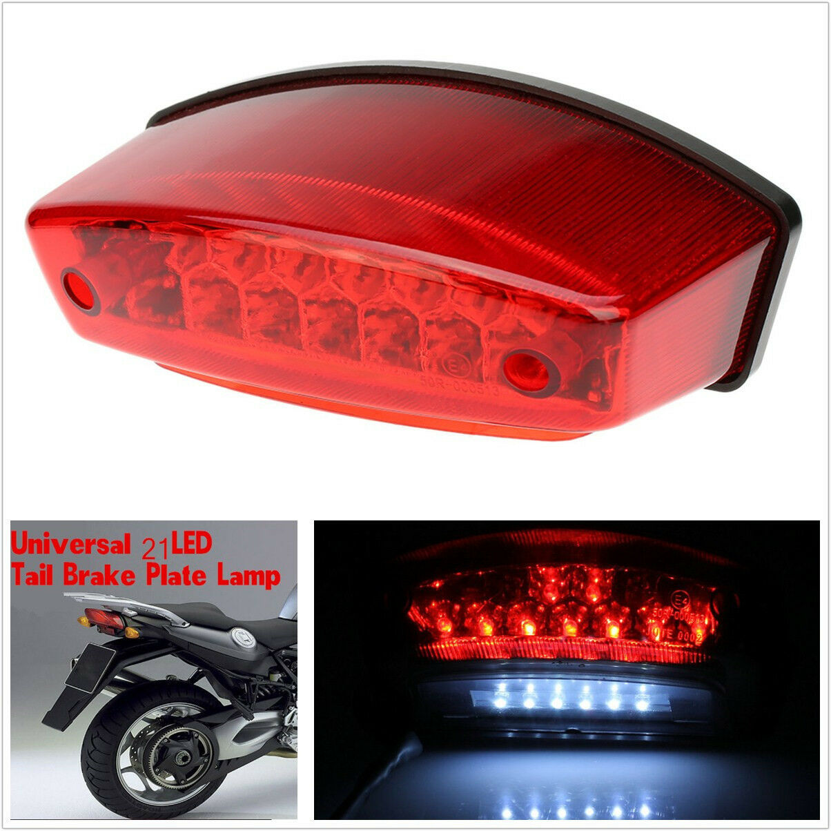 Universal 12V 21 LED Motorcycle Rear Tail Brake Light License Number Plate Lamp
