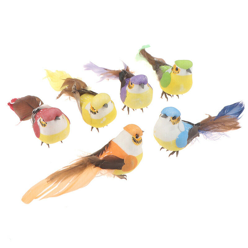 2pcs Foam Feather Artificial Birds Vividly Sparrow Garden Emulation Decor.l8