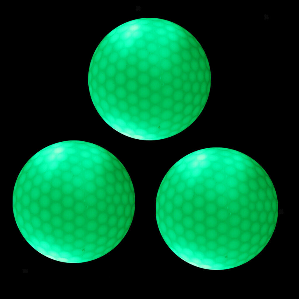 3x Night Golf Balls Green LED Golf Balls Perfect For Night Golf And