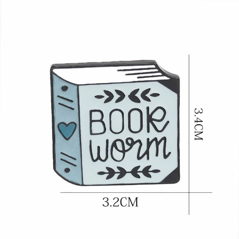 Fashion Women English Letter Book Worm Badge Brooch Pin Clothes Jewelry Decor