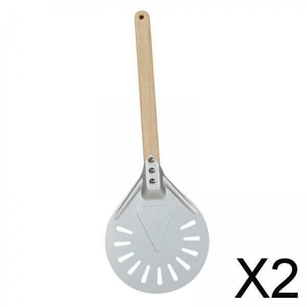 2X Aluminum Pizza Turning Peel with Wood Handle Homemade Oven Accs 7inch 60cm