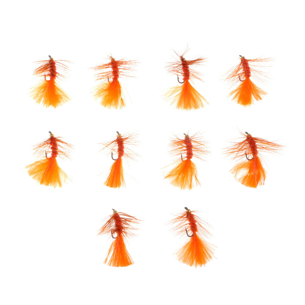 10pcs/lot Simulation Woolly Buggers Orange Sinking Wet Fly Fishing Flies
