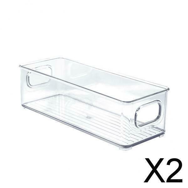 2X Fridge Freezer Storage Box Organizer Bins Holder Pantry Cupboard Shallow