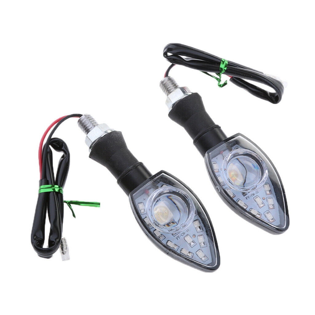 Pair 12V Motorcycle Bike LED Turn Signal Lights Brake Indicator Blue