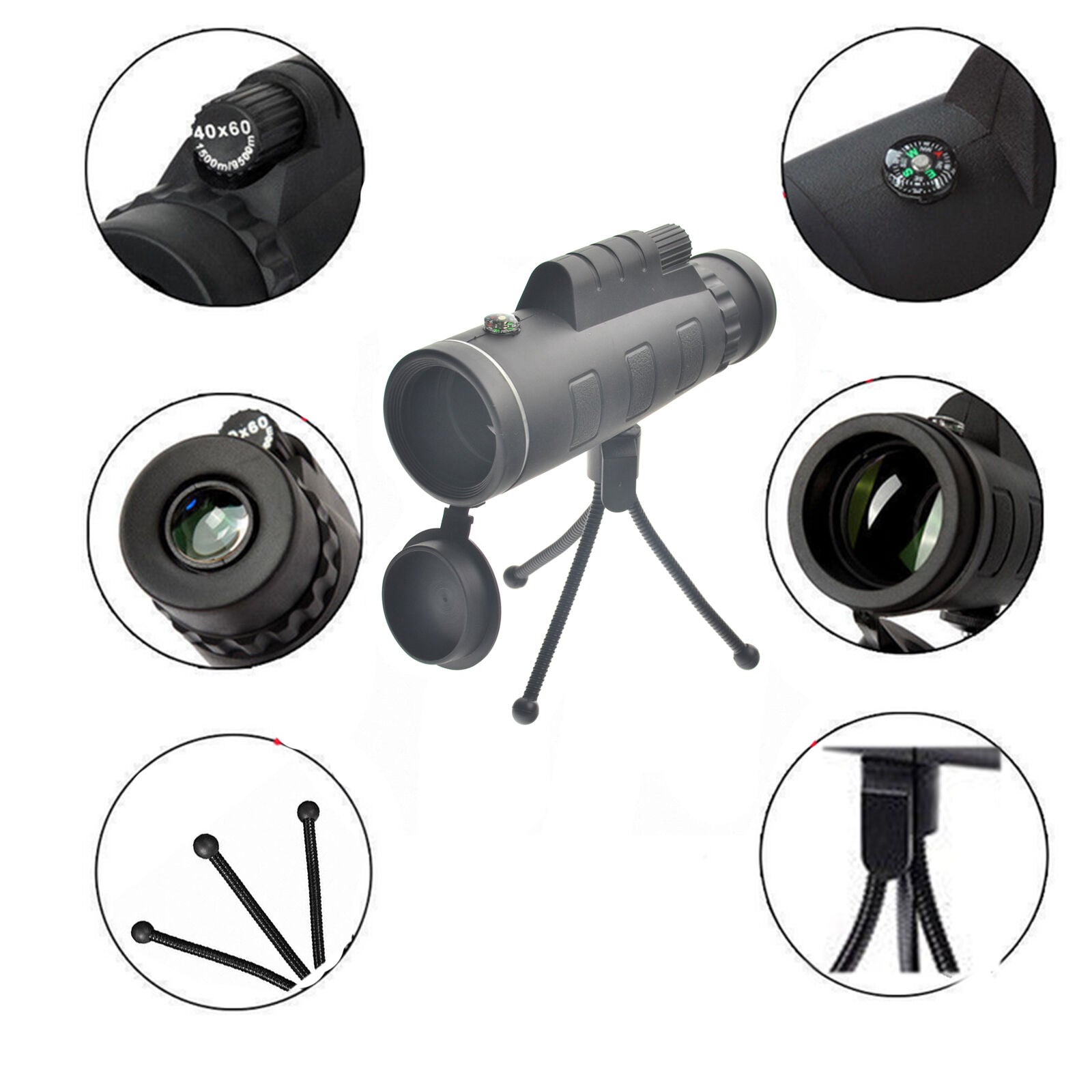 Night Vision 40x60 Travel HD Dual Focus Optical Prism Monocular Telescope F3Z4