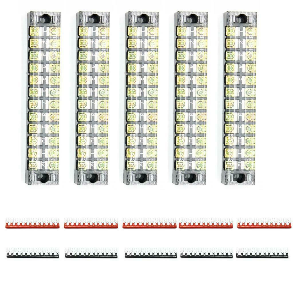 12 positions covered in two rows screw terminal block 600V 15AMP +