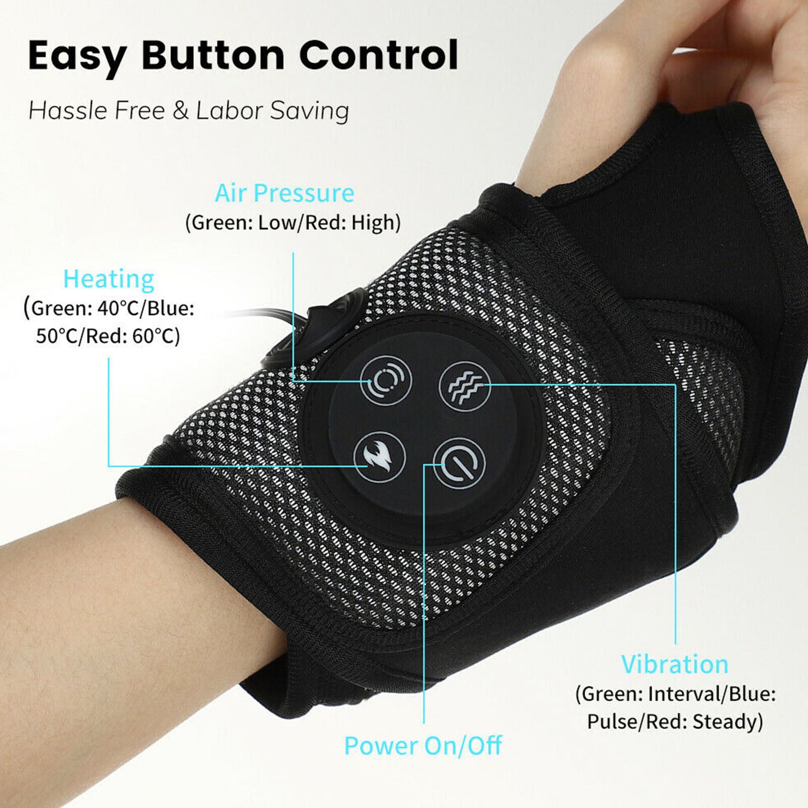 Electric Hand Massager Palm Finger Massage Heating Air Compression Massager