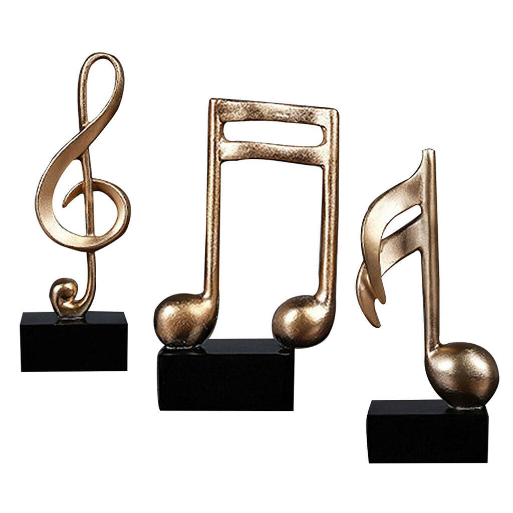 Golden Craft Musical Notes Sculpture Modern Abstract Statue Indoor Art Decor