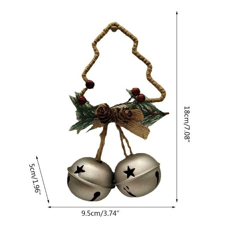Christmas Pine Berry Pinecones Jingle Bell Door Wall Hanger Ornaments for Xmas