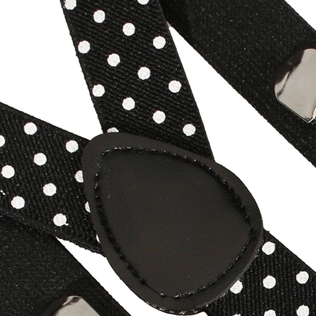 Clip-on Braces Elastic Y-back Suspender 37 x 15/16 inch - Black w/ White Dots