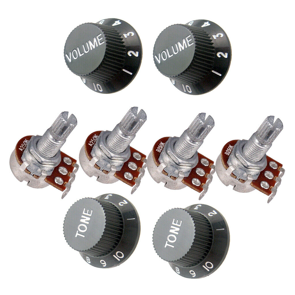 4 Piece Black Speed Control Knobs 2 Volume 2 Tones and 4 Piece Guitar