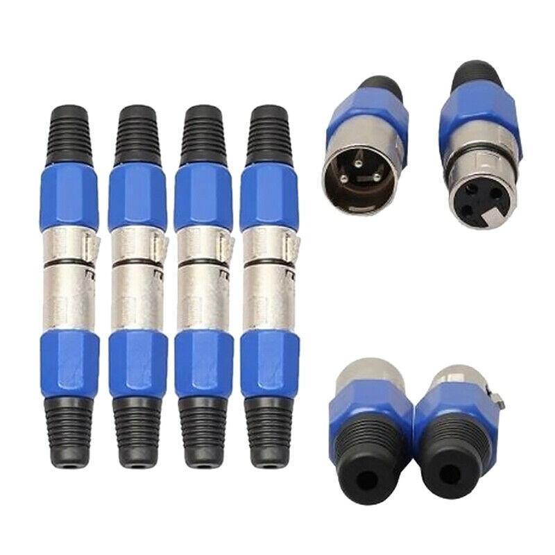 1 Pair XLR 3-Pin Blue Microphone Male/Female Connector Metal Housing V,.l8