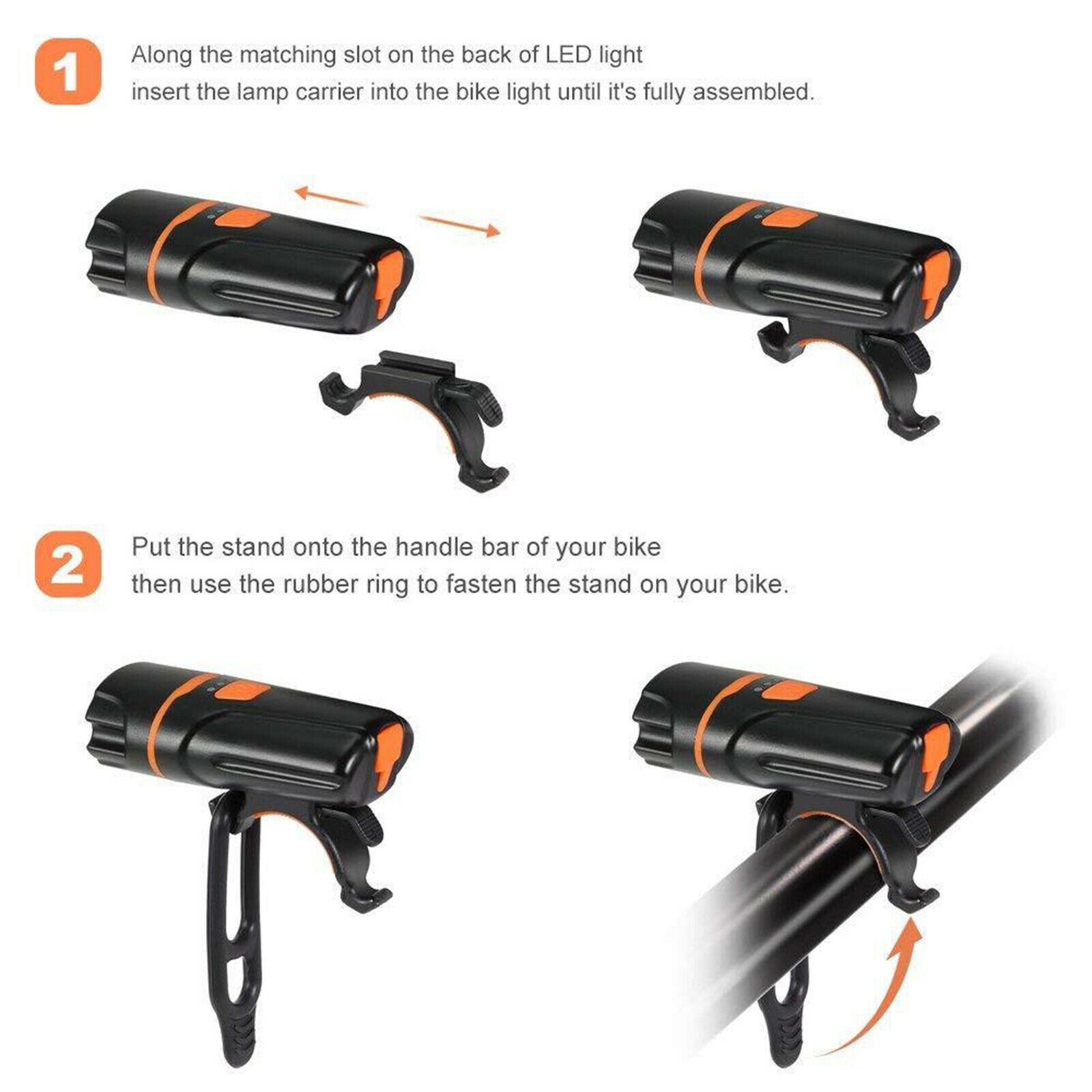 Bicycle Front Light Headlight Lamp Waterproof Rechargeable Easy to Install